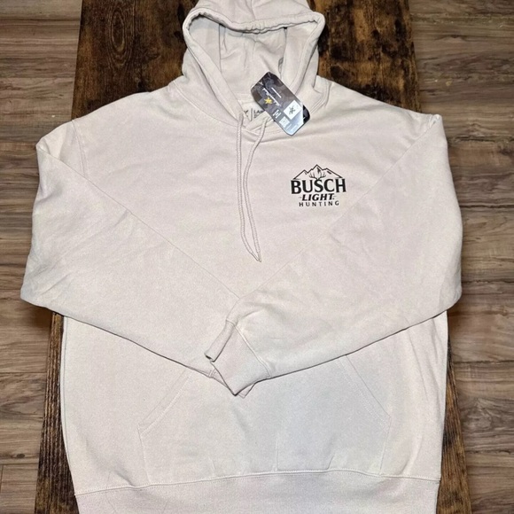 Busch Light Sweater Hoodie Large Deer Hunting NWT Camo Brown Beer Logo - Picture 4 of 5